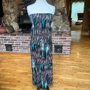 Feathers Strapless Maxi Dress